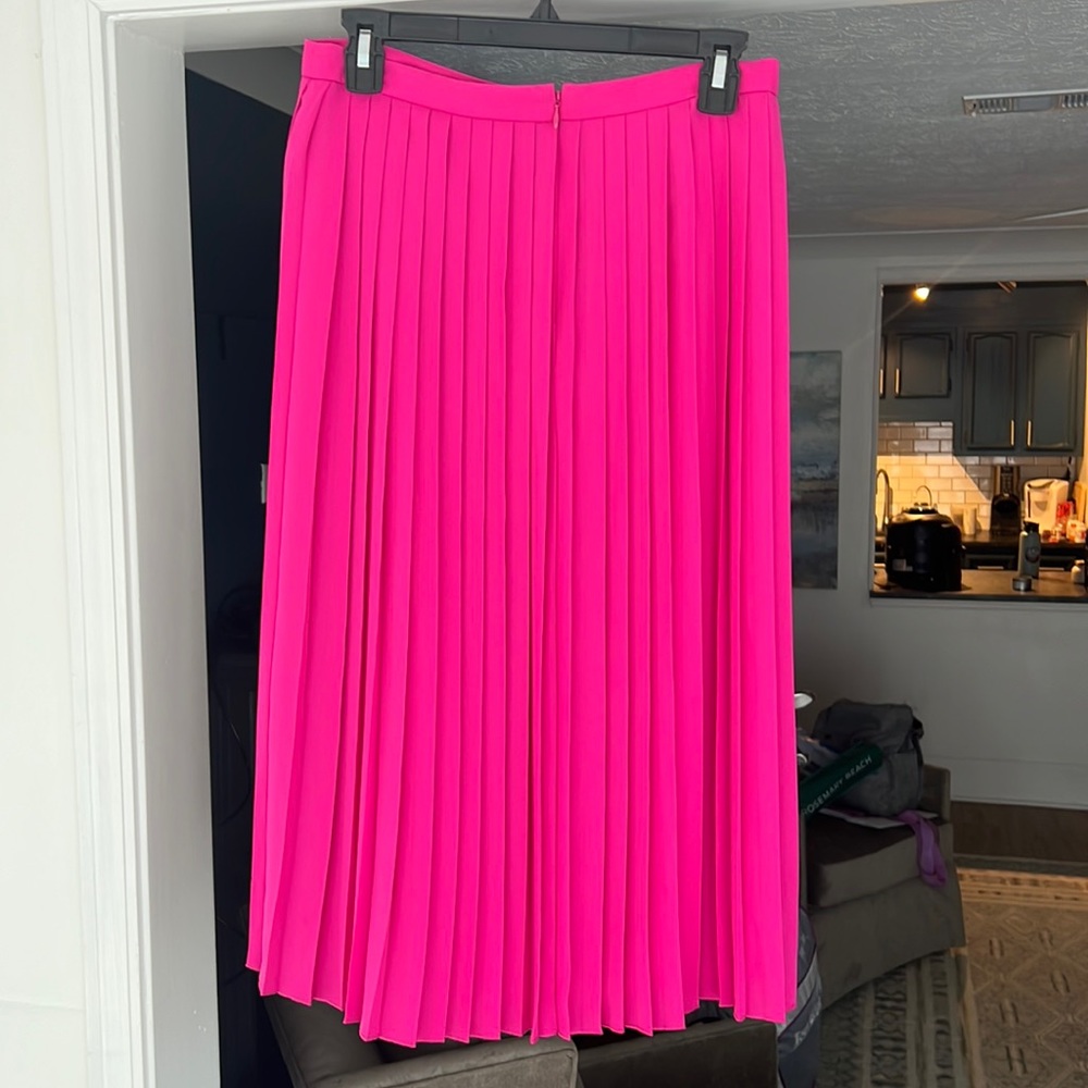 J.Crew pink midi pleated skirt